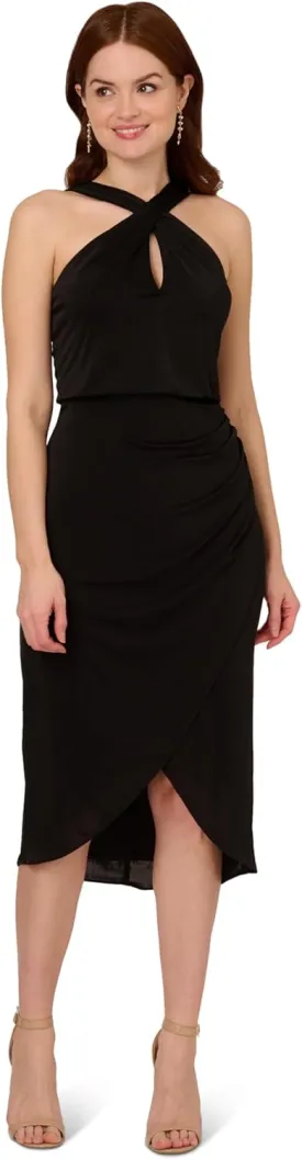 Adrianna Papell Women's Novelty Faux Wrap Dress