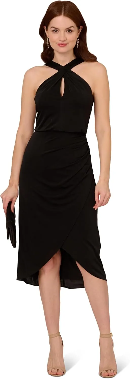 Adrianna Papell Women's Novelty Faux Wrap Dress