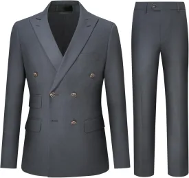 Cloudstyle Mens 2-Piece Dress Suit Blazer Slim Fit Double-Breasted Suit Jacket Sport Coat and Pants Set