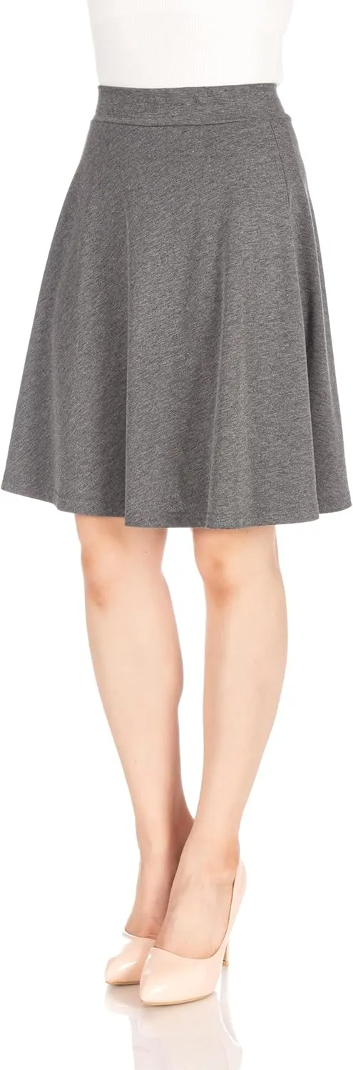 Dani's Choice Simple Stretch A-line Flared Knee Length Skirt