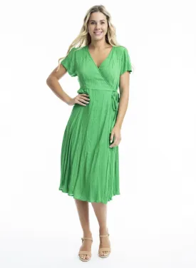 Dobby Mock Wrap Dress in Parakeet