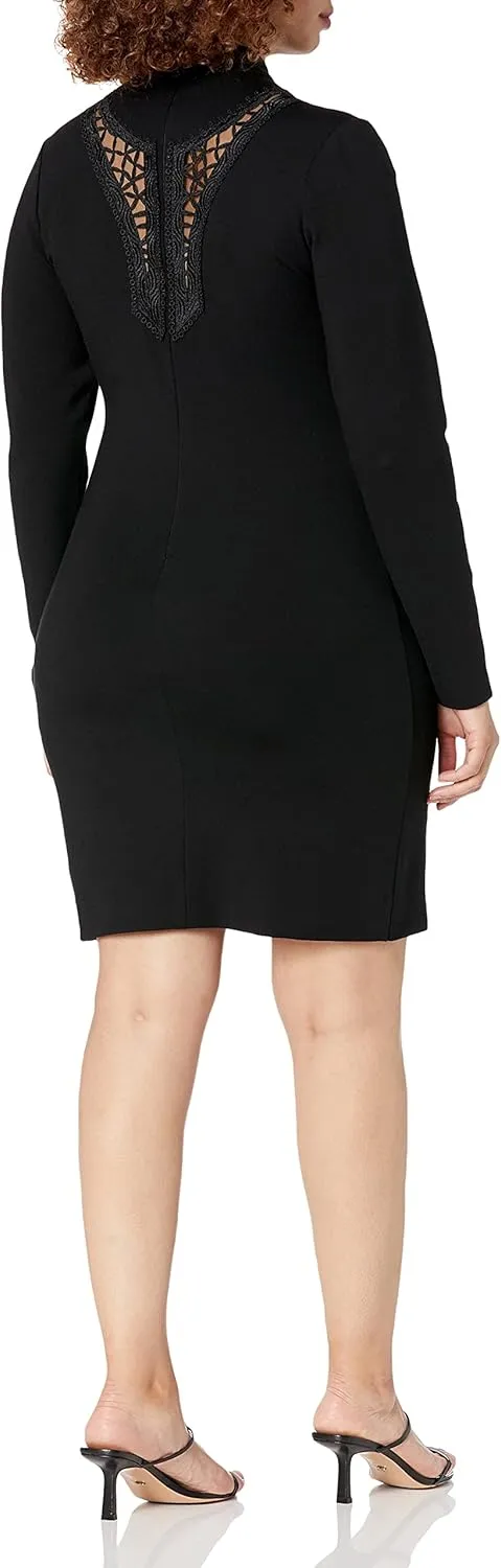 Dress the Population Women's Hayden Stretch Knit Long Sleeve Mini Mock Neck Dress