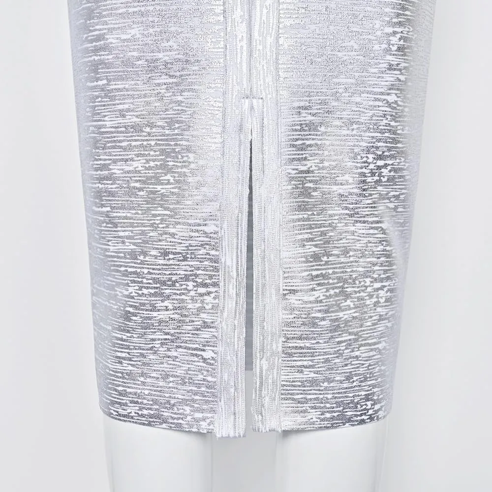 Elastic High Waist Back Split Midi Bandage Skirt