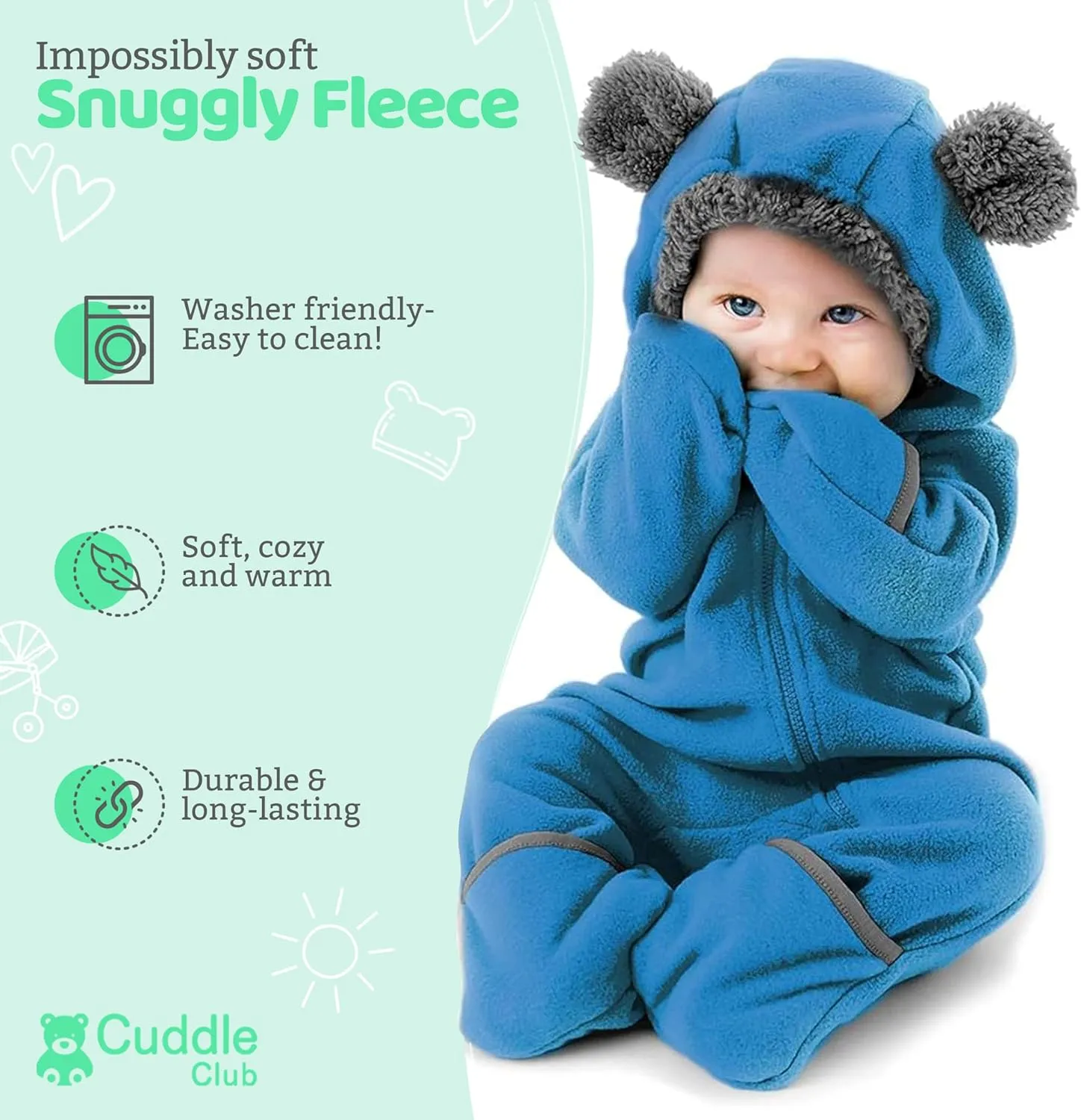 Fleece Baby Bunting Bodysuit  Infant One Piece Kids Hooded Romper Outerwear Toddler Jacket