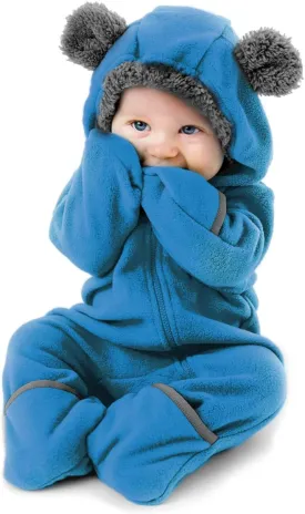 Fleece Baby Bunting Bodysuit  Infant One Piece Kids Hooded Romper Outerwear Toddler Jacket