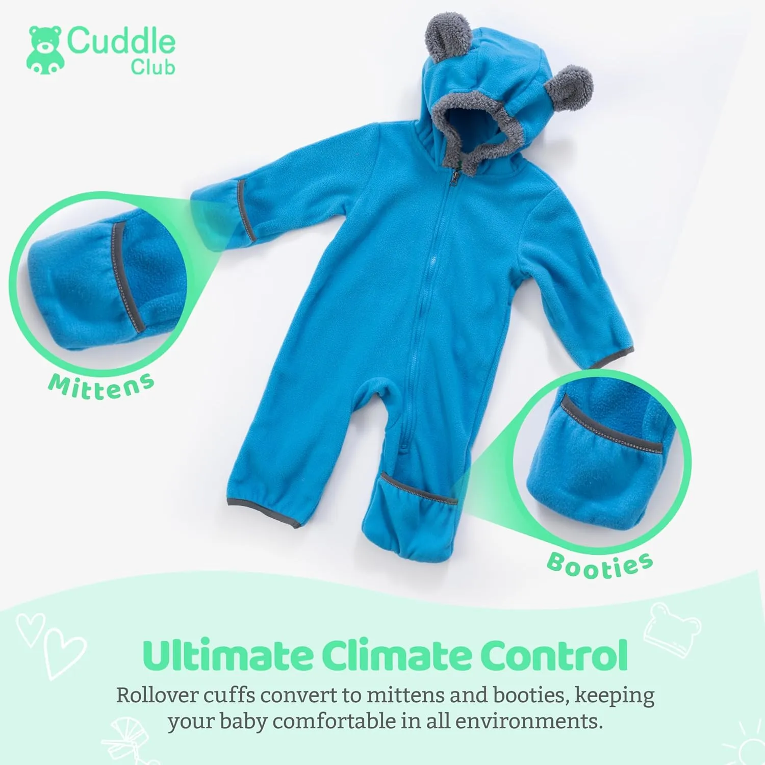 Fleece Baby Bunting Bodysuit  Infant One Piece Kids Hooded Romper Outerwear Toddler Jacket