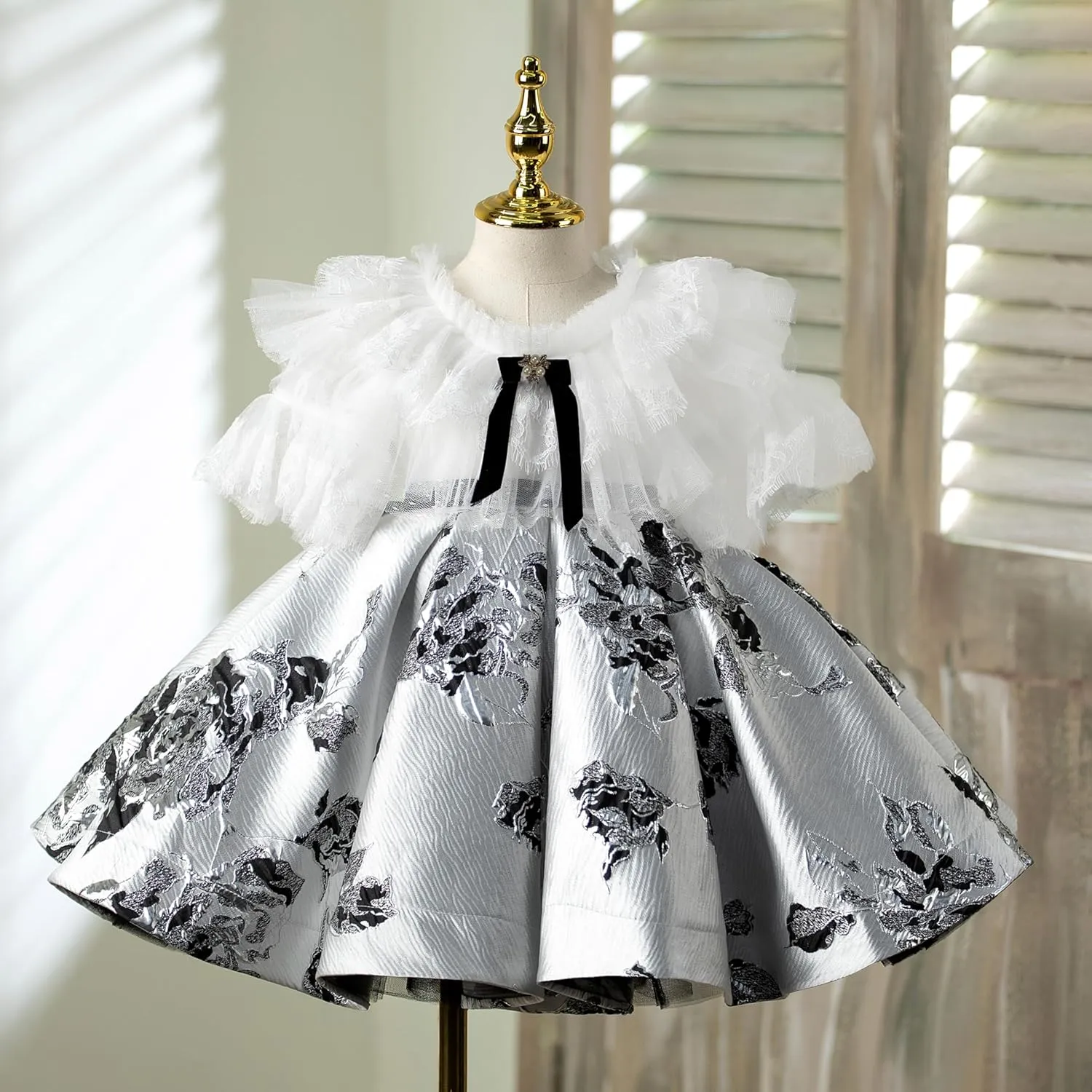 Flower Girl Dress Ruffle Satin Lace Tulle Beads Flower Decoration Toddler Wedding Birthday Party Evening Dress