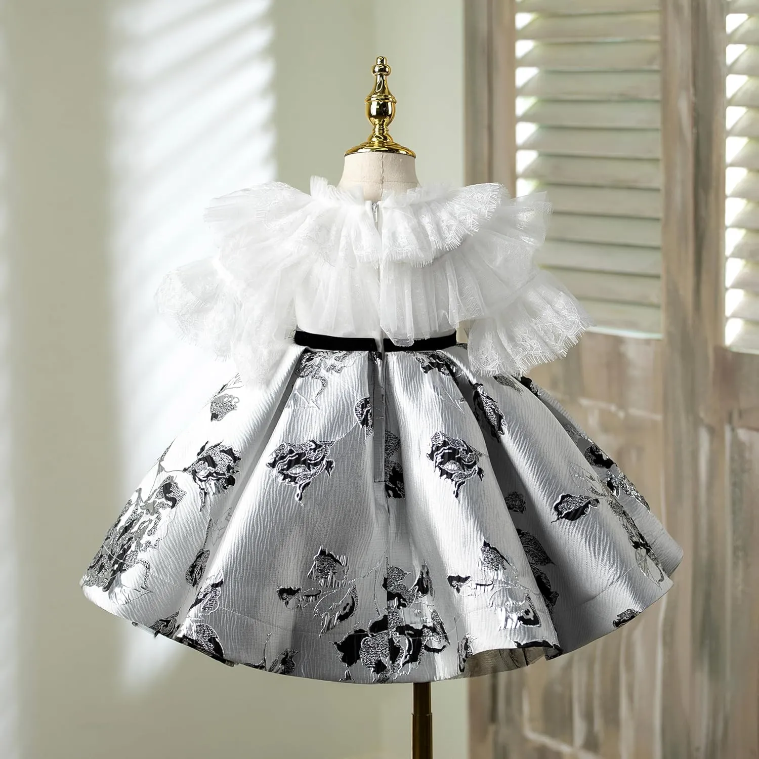 Flower Girl Dress Ruffle Satin Lace Tulle Beads Flower Decoration Toddler Wedding Birthday Party Evening Dress