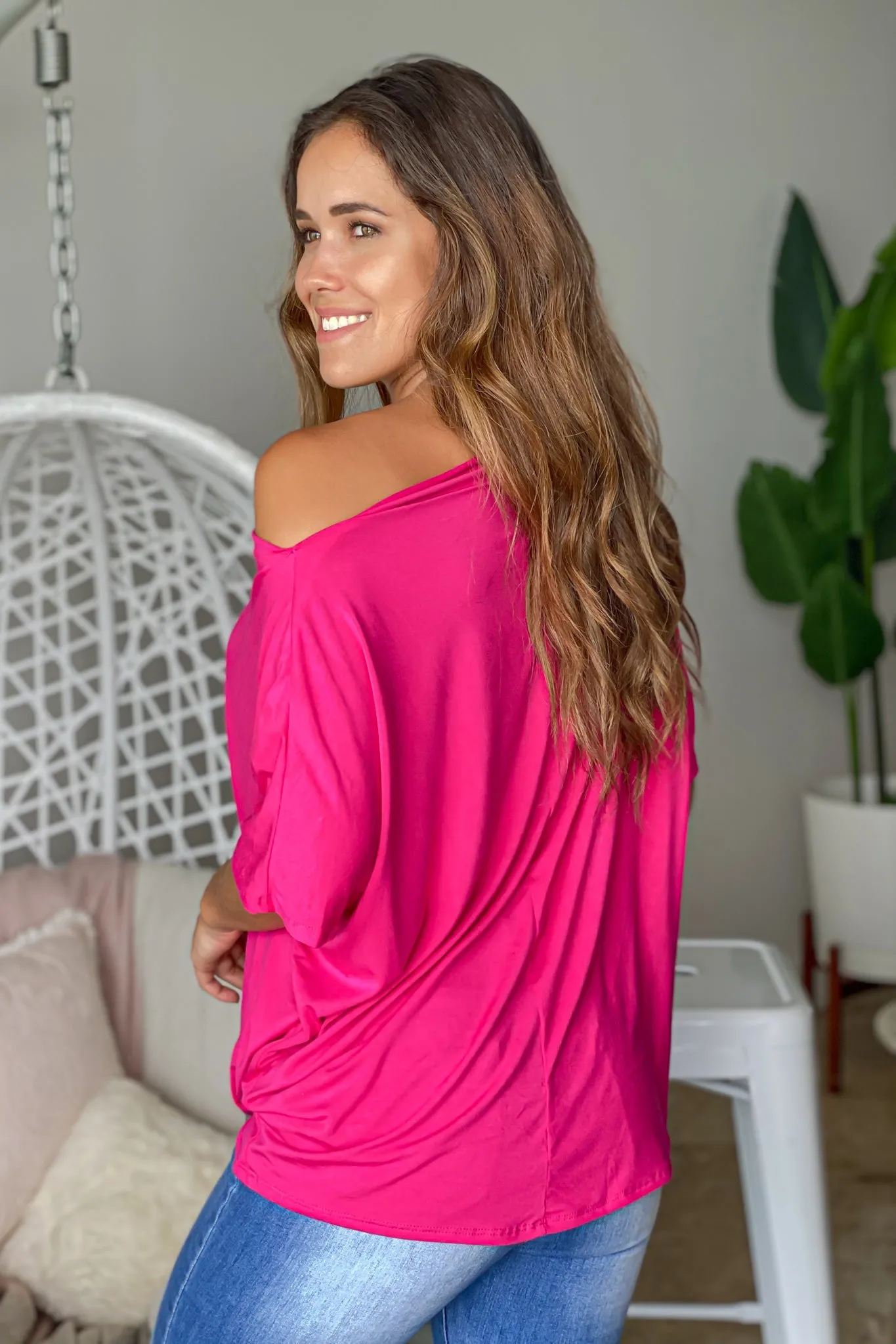 Fuchsia Front Twist Top