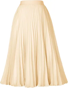 GRACE KARIN Women High Elastic Waist Pleated Chiffon Skirt Midi Swing A-line Skirts