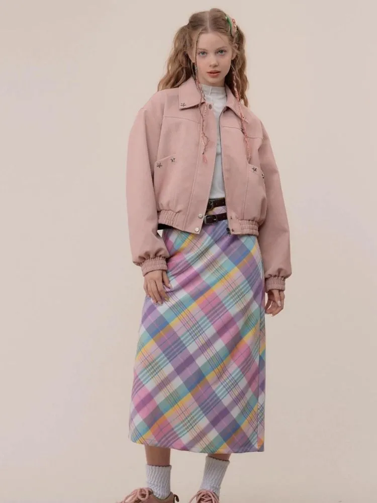 High waist slim plaid skirt【s0000003771】