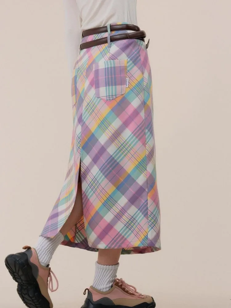 High waist slim plaid skirt【s0000003771】