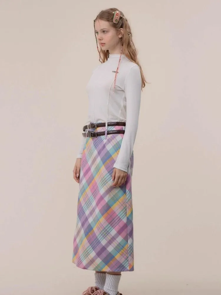 High waist slim plaid skirt【s0000003771】