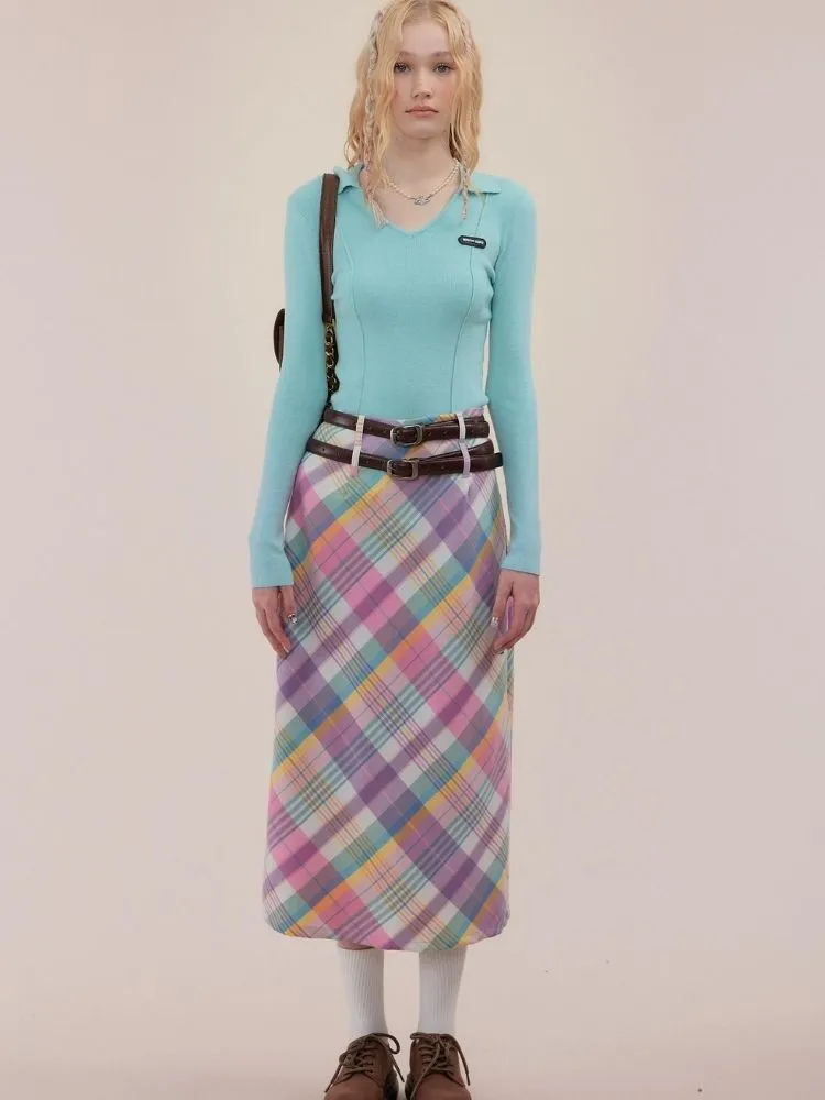 High waist slim plaid skirt【s0000003771】