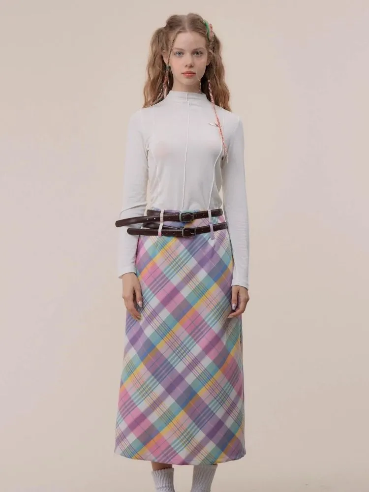 High waist slim plaid skirt【s0000003771】
