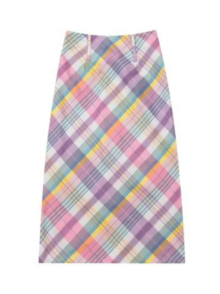 High waist slim plaid skirt【s0000003771】