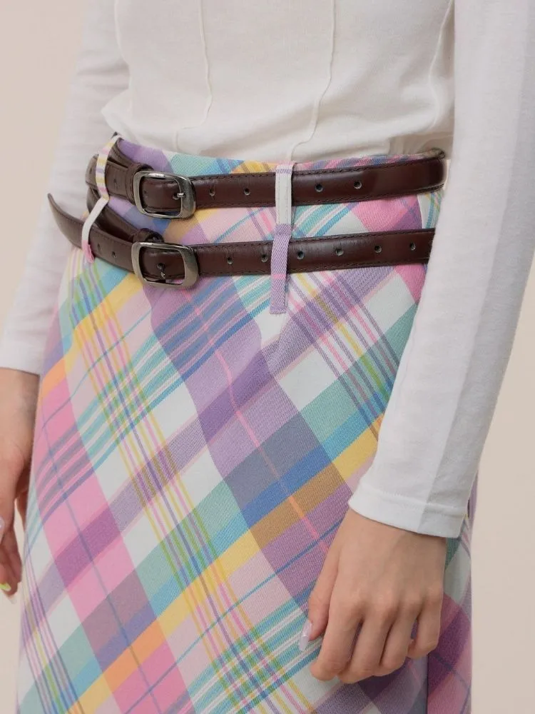 High waist slim plaid skirt【s0000003771】