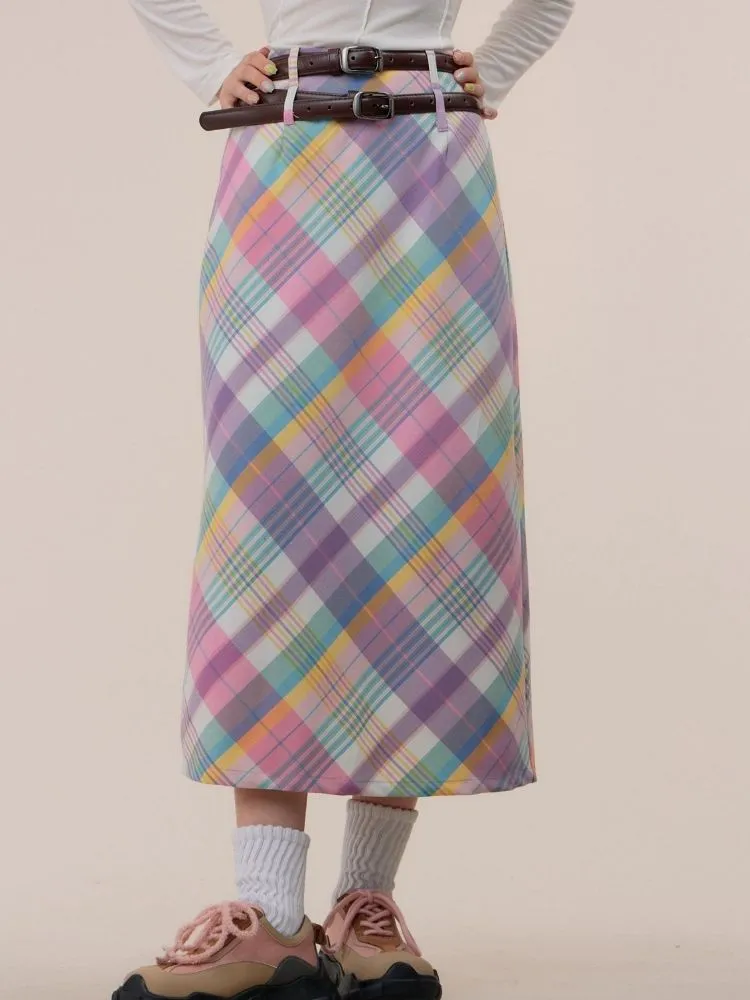 High waist slim plaid skirt【s0000003771】