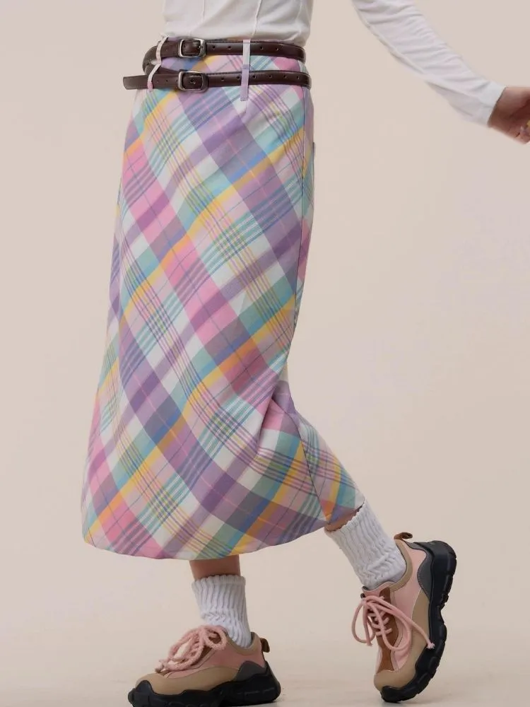 High waist slim plaid skirt【s0000003771】