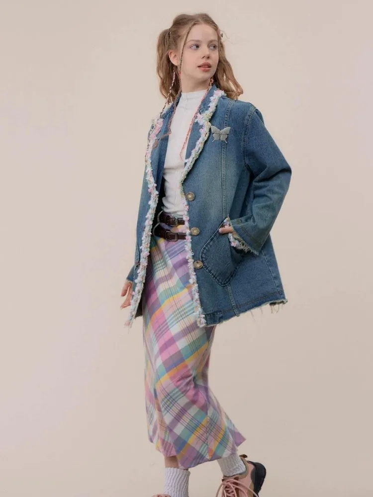 High waist slim plaid skirt【s0000003771】