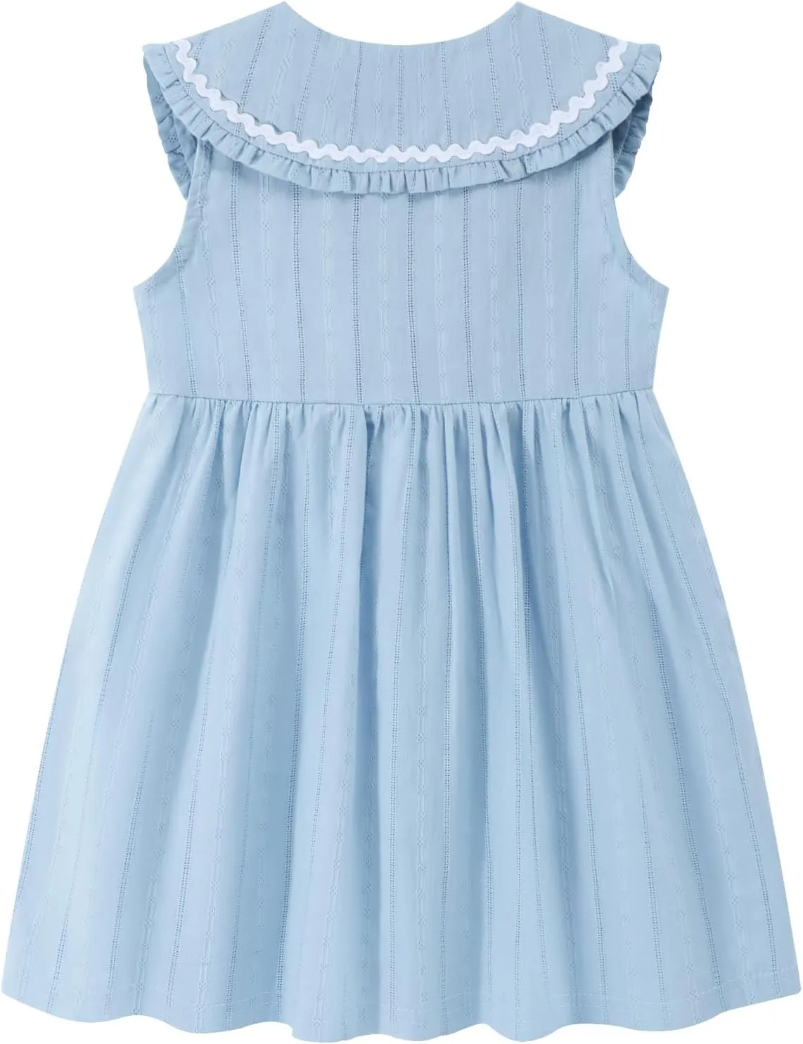 HILEELANG Little Girls Peter Pan Collar Dress Easter Spring Summer Cotton Sleeveless Sundress