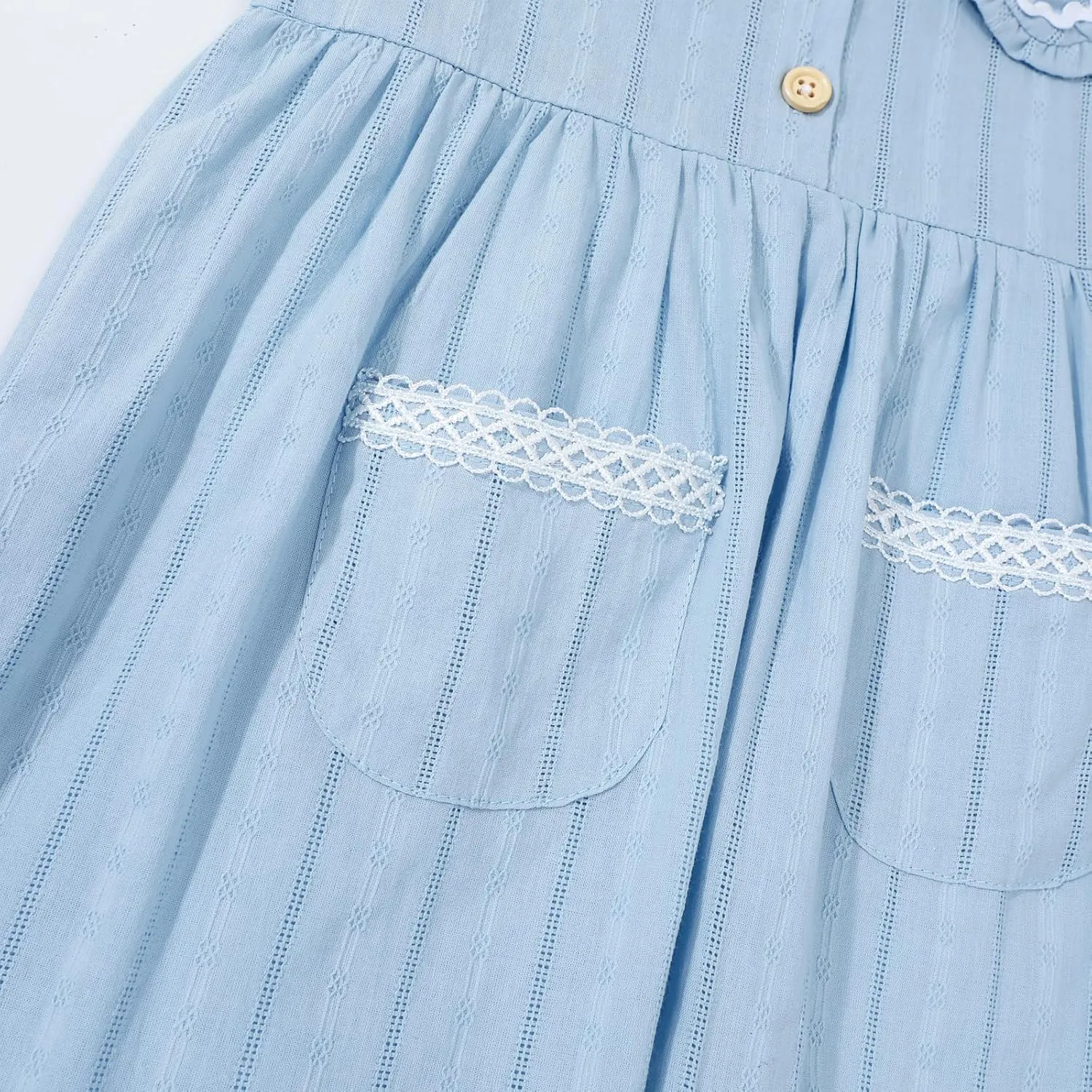 HILEELANG Little Girls Peter Pan Collar Dress Easter Spring Summer Cotton Sleeveless Sundress