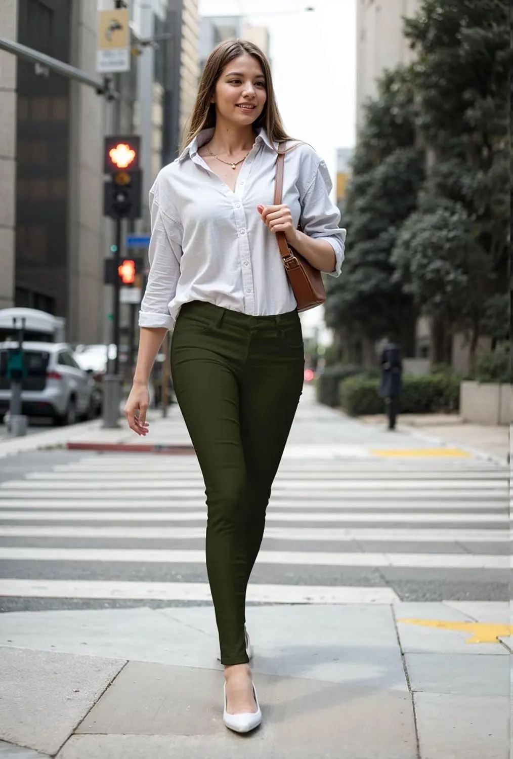 Hybrid & Company Womens Hyper Ultra Stretch Comfy Skinny Leg Work Casual Pants