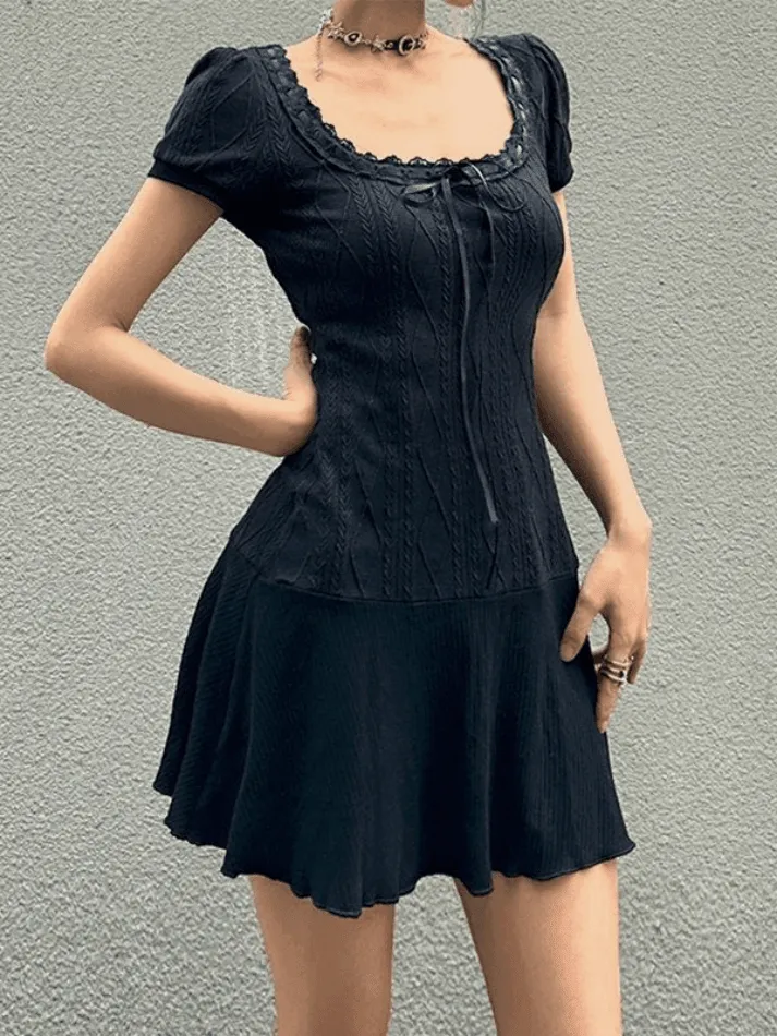 LANFUBEISI - Knitted LacePanel Dress