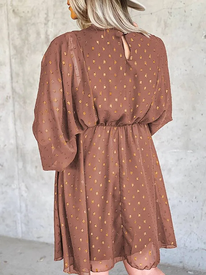 Lantern Sleeve Printed Dress