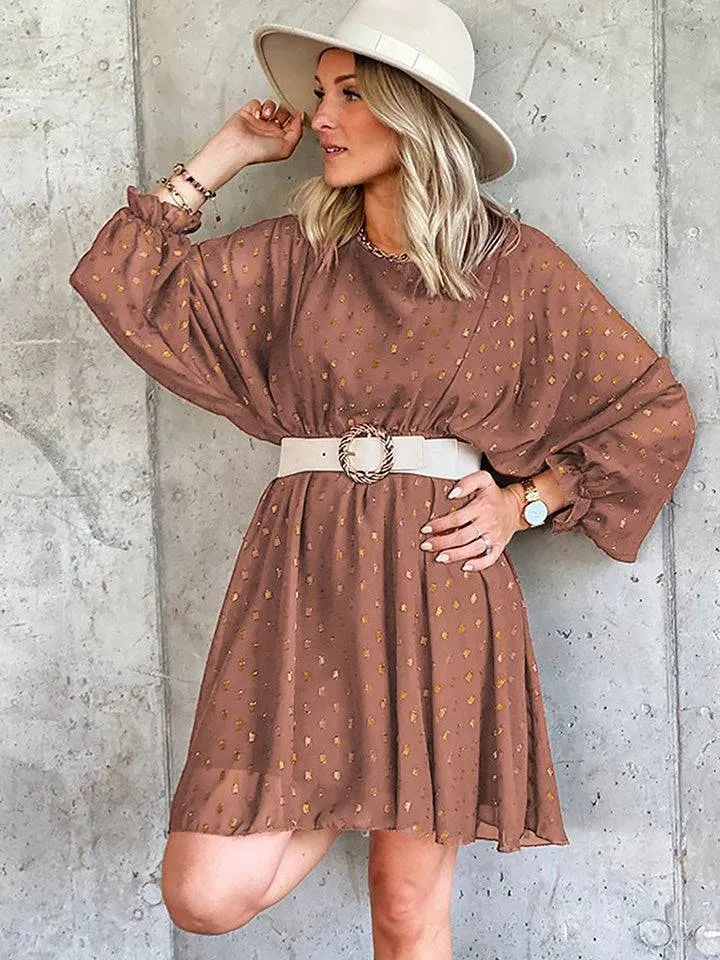 Lantern Sleeve Printed Dress