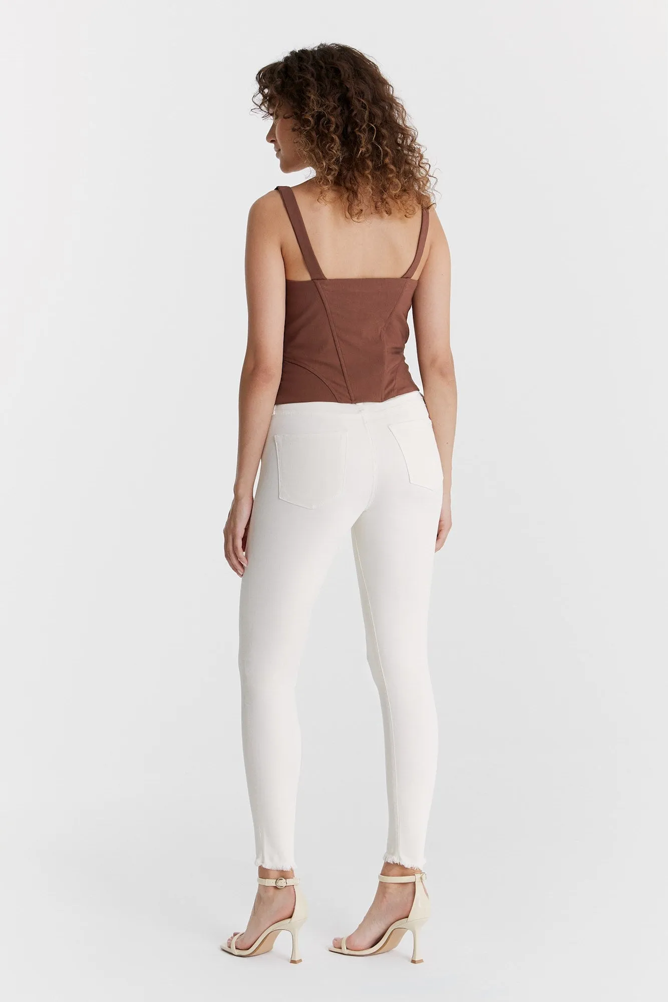 Lina High Waist 5 Pocket Ankle Pants Off White
