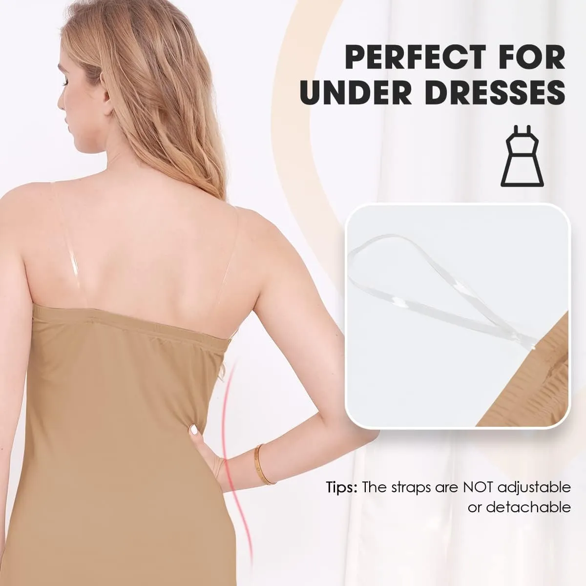 MANCYFIT Women's Tube Top Dress Slip Sleeveless Underdress Invisible Straps