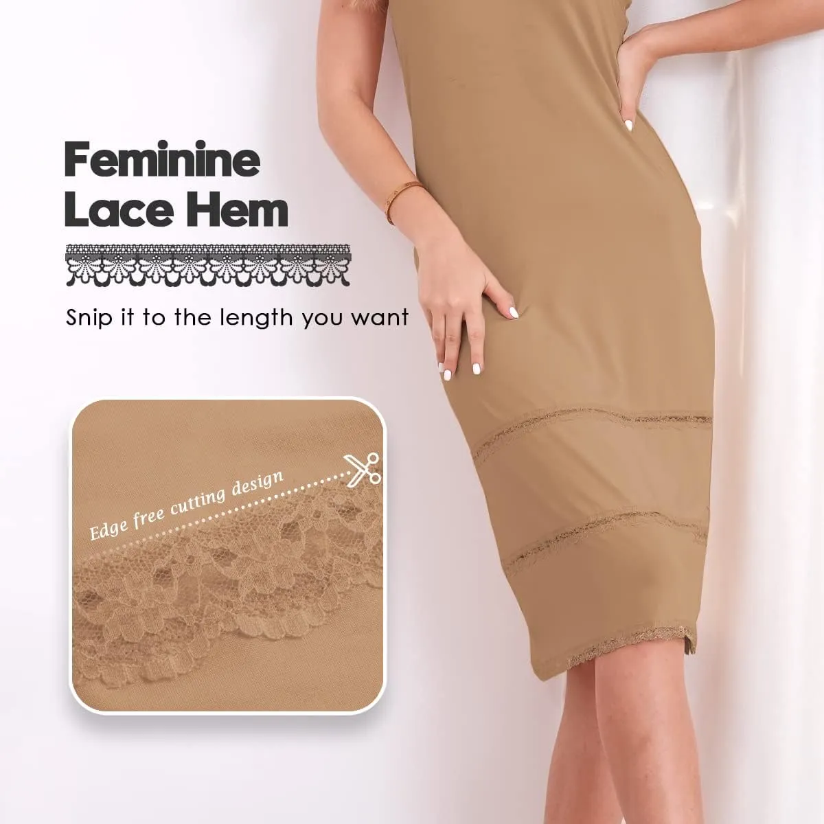 MANCYFIT Women's Tube Top Dress Slip Sleeveless Underdress Invisible Straps