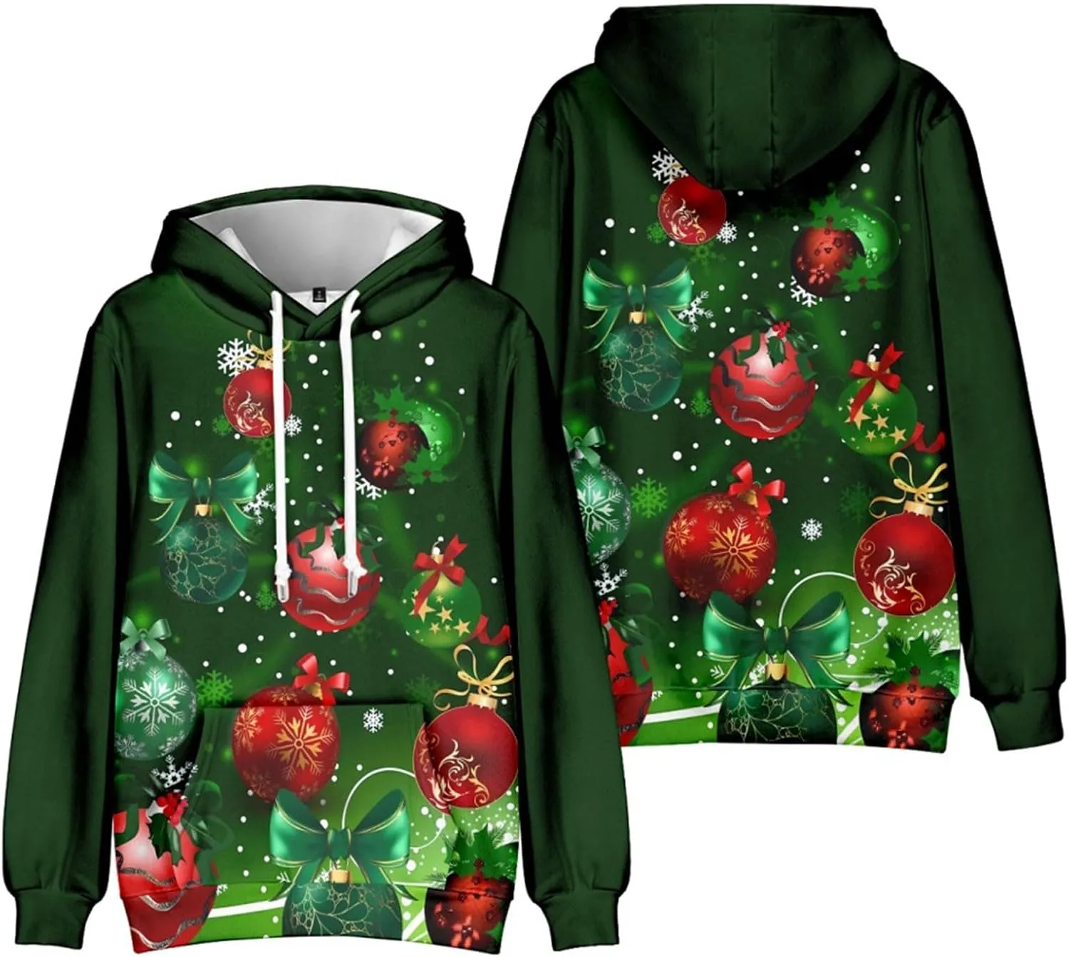 Men's Christmas Hoodies Funny Xmas Graphic Print Long Sleeve Drawstring Hooded Pullover Sweatshirts