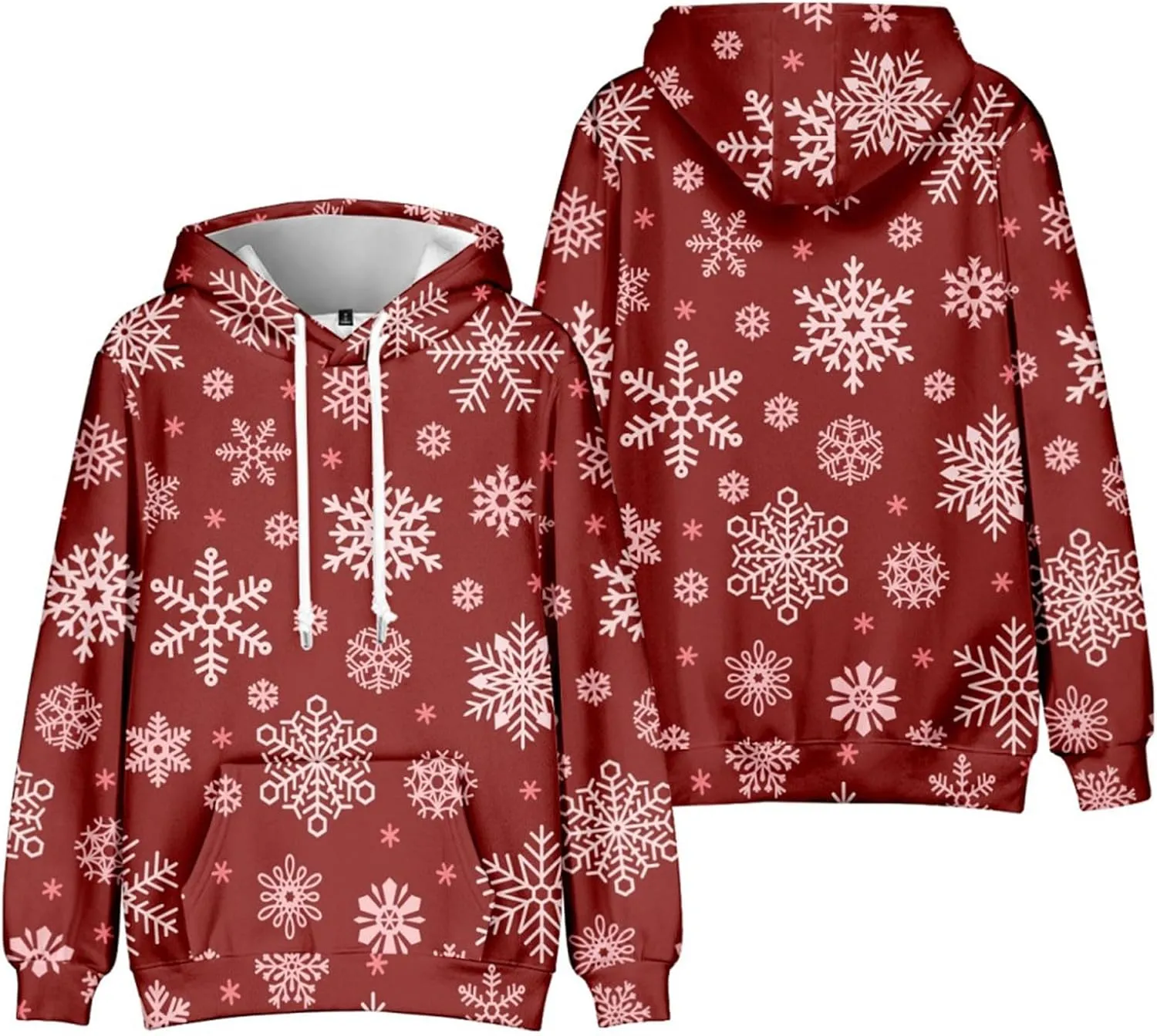 Men's Christmas Hoodies Funny Xmas Graphic Print Long Sleeve Drawstring Hooded Pullover Sweatshirts