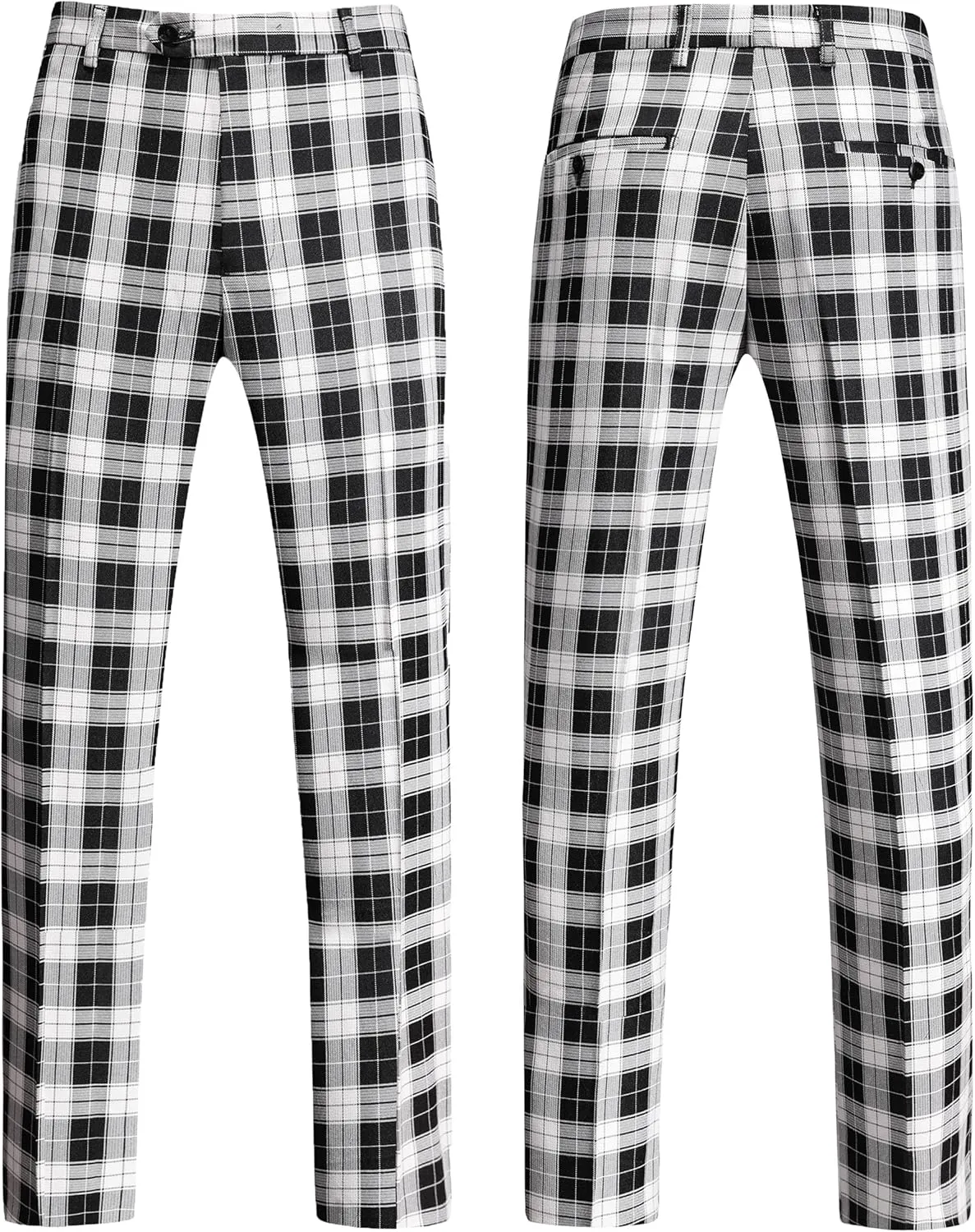 MOGU Men's Plaid Tuxedo Suit - Double Breasted 2-Piece Checkered Set with Suit Jacket and Pants for Prom and Wedding
