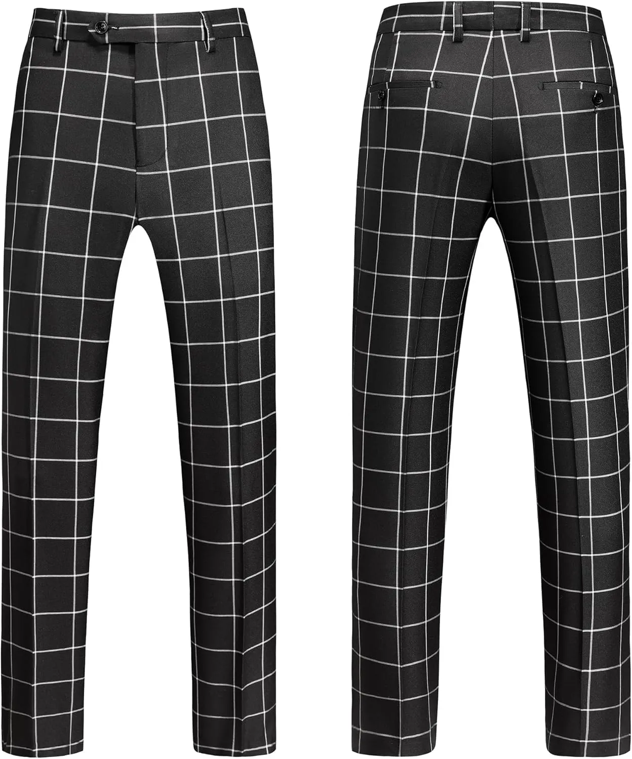 MOGU Men's Plaid Tuxedo Suit - Double Breasted 2-Piece Checkered Set with Suit Jacket and Pants for Prom and Wedding