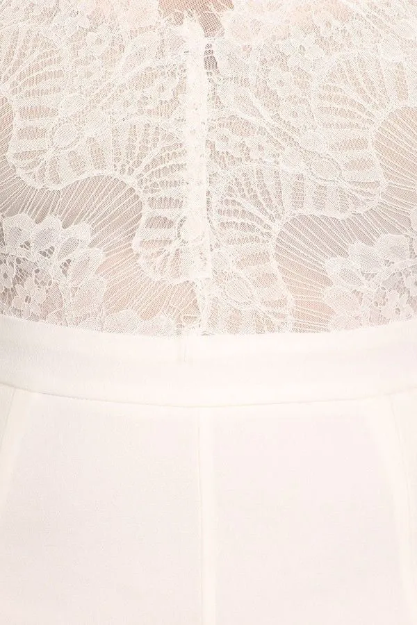 Plus Jumpsuit Sleeveless 1X 2X 3X Sheer Lace Mesh Sexy Black Ivory Solid Sexy