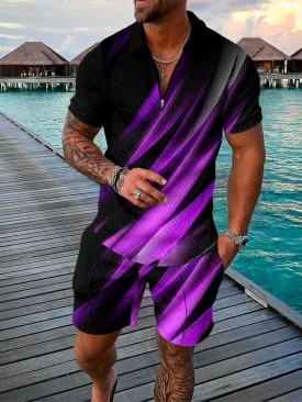 Purple Haze Polo Shirt And Shorts Co-Ord