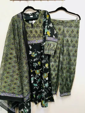 RBD005 - Muslin Black Afghani Suit.comes with dupatta.