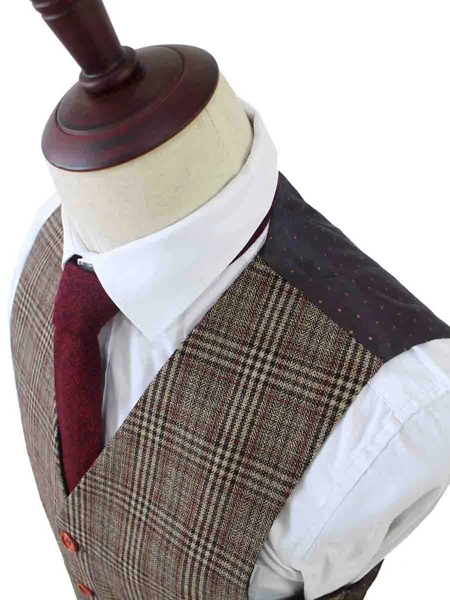 RETRO BROWN PLAID TWEED 3 PIECE SUIT
