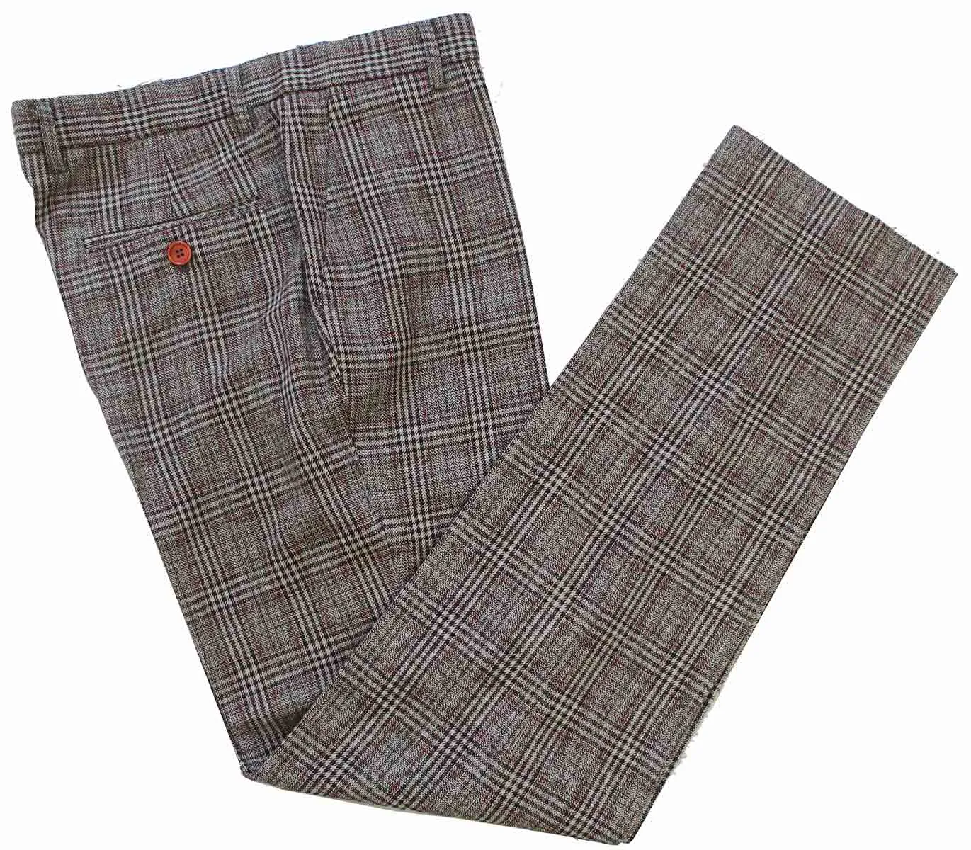 RETRO BROWN PLAID TWEED 3 PIECE SUIT
