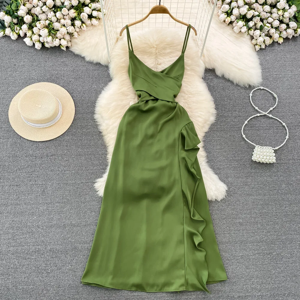 Satin Irregular A-Line Dress Summer 483
