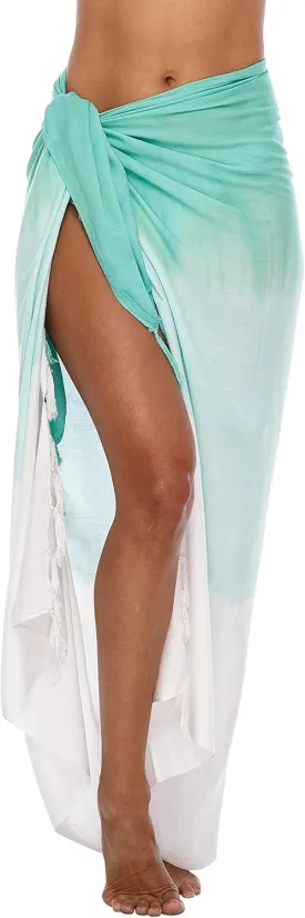 SHU-SHI Sarong Wraps For Women Beach Cover Up Skirt Swimsuit Wrap Pareo Coverups Ombre Tie Dye