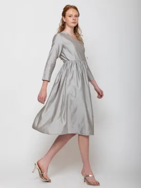 Silk Wrap Dress - Light Gray