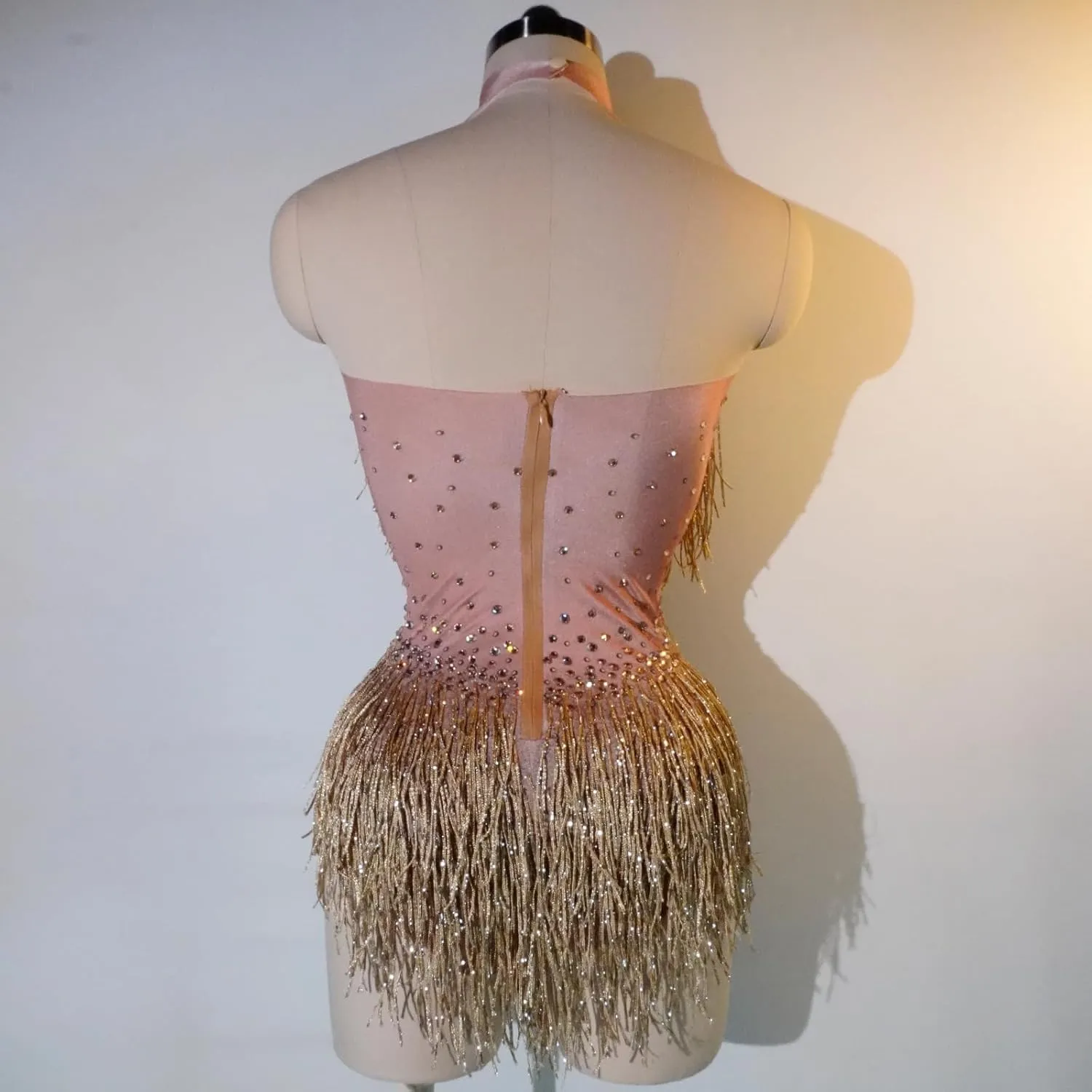 Sparkly Diamante Fringe Bodysuit Women Sexy Dancer Leotard Celebrate Outfit Prom Bar Birthday Nightclub Costume