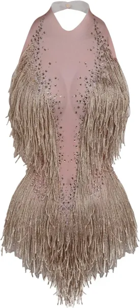 Sparkly Diamante Fringe Bodysuit Women Sexy Dancer Leotard Celebrate Outfit Prom Bar Birthday Nightclub Costume