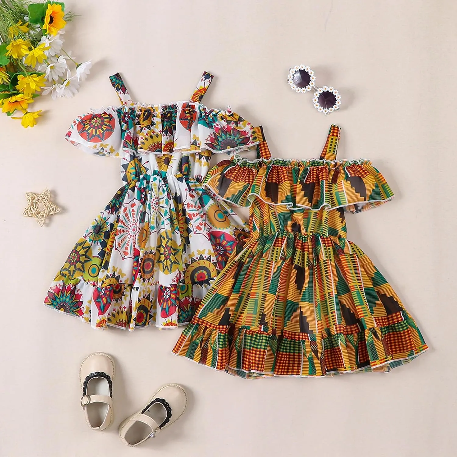 Toddler Baby Girls Summer Dress Chiffon Princess Tutu Dress Floral Beachwear Suspender Sundress Skirt Little Girl Clothes
