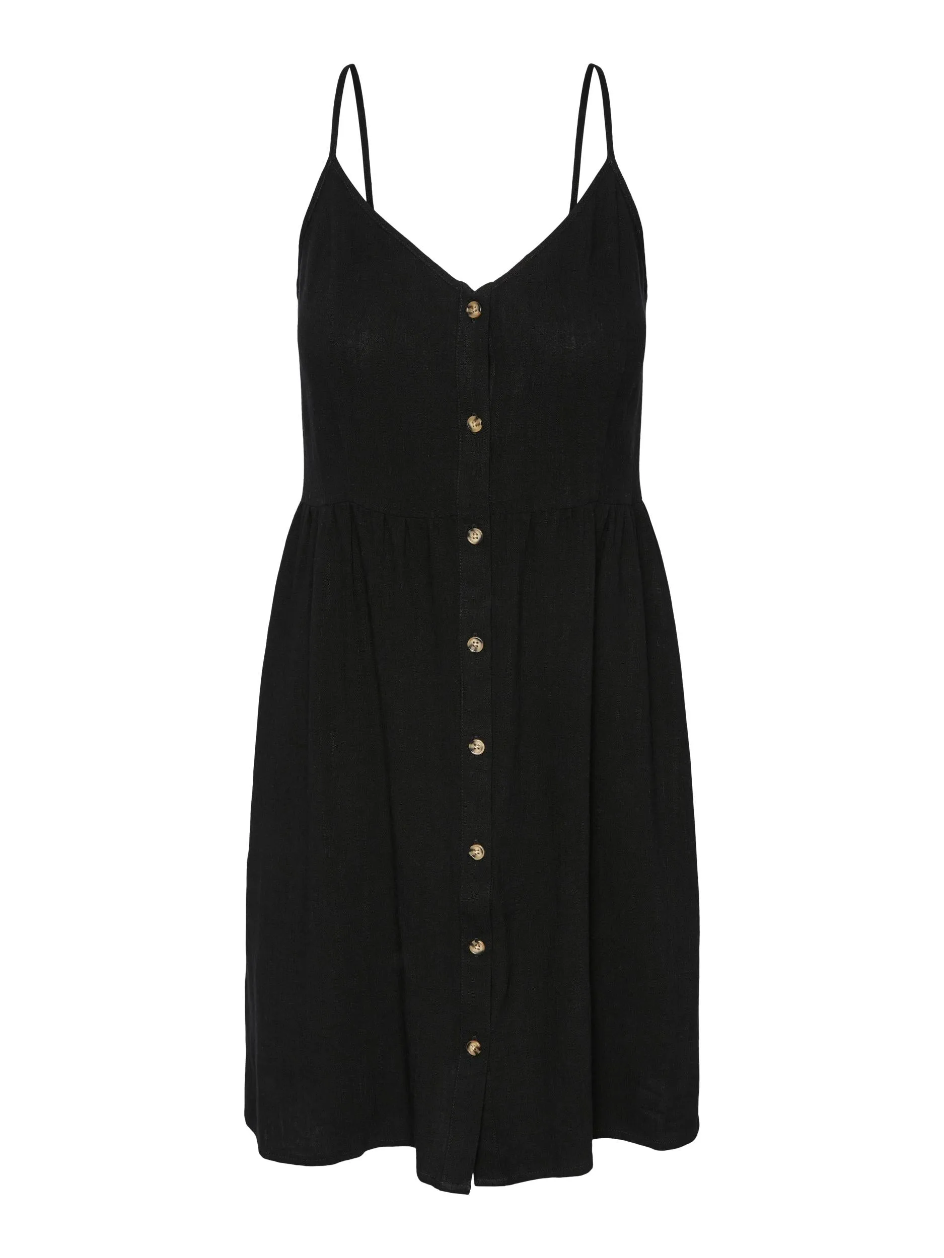 Vinsty Linen Slip Dress - Black