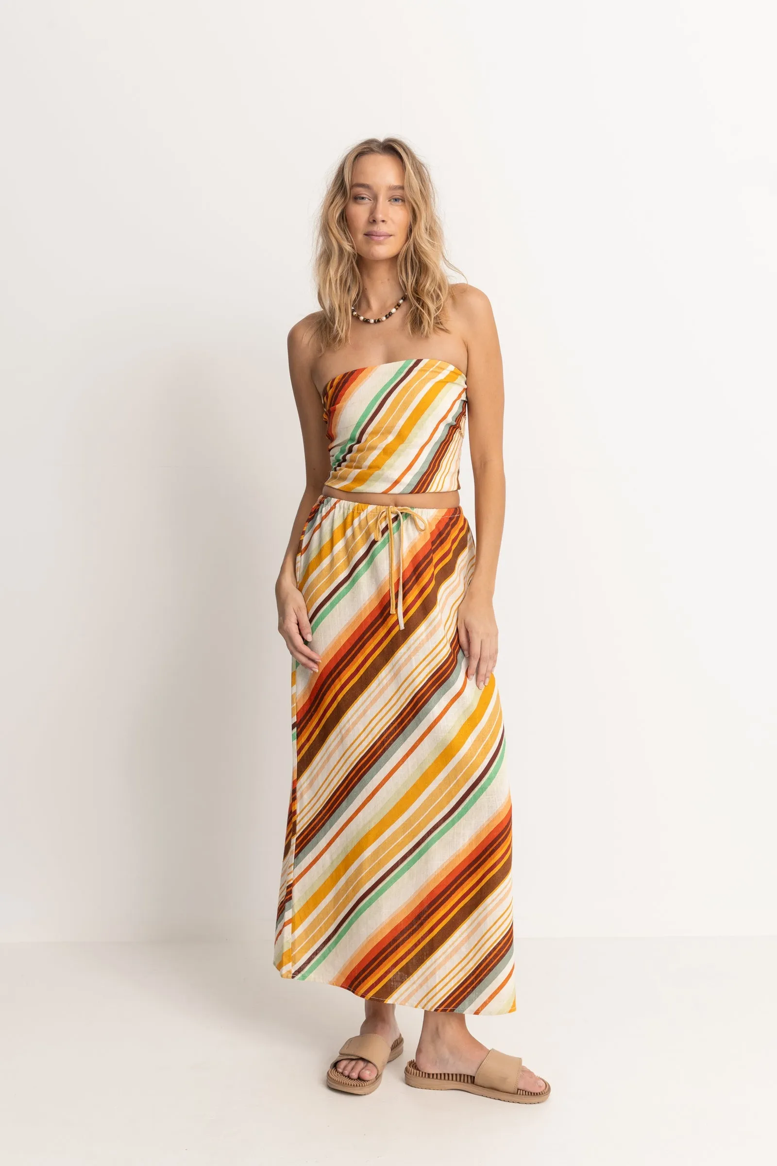 Viva Stripe Maxi Skirt Natural